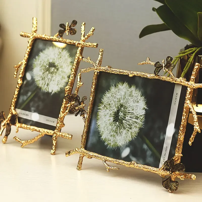 6-Inch 7-inch metal butterfly photo frame, creative home model room, living room, bedroom, European-style photo frame decoration
