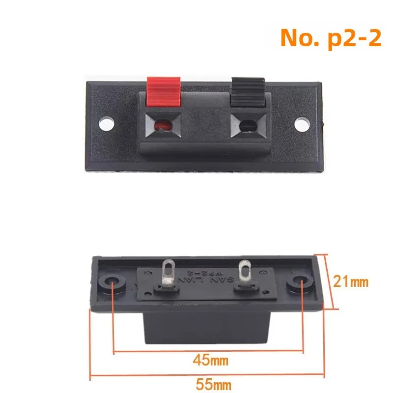 VYOPBC 4PCS Luidsprekerterminalclip 2 Posities Rood Zwart Veer Push Draadclip Audio Junction Box Connector