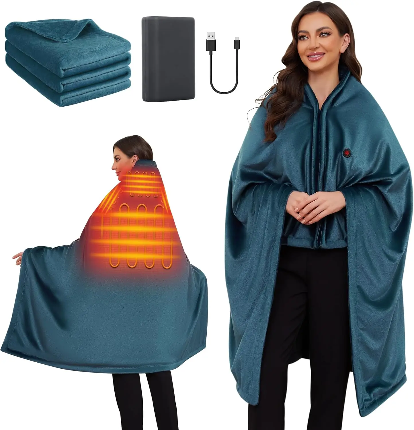 

Cordless Heated Blanket, 20000mAh Battery, 3 Heat Levels for Neck Shoulders Back, Up to 8 Hours, Gifts for Women