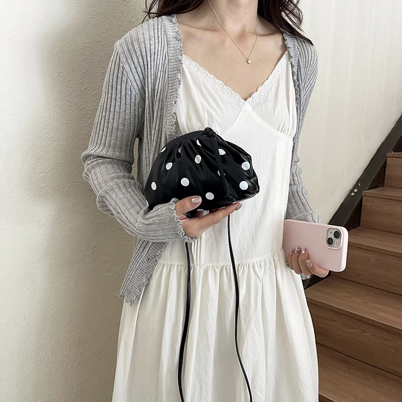 MOODS Super Mini Luxury Designer Purses And Handbags For Women Polka Dots PU Leather Lightweight Small Shoulder Cross Body Bag view 5