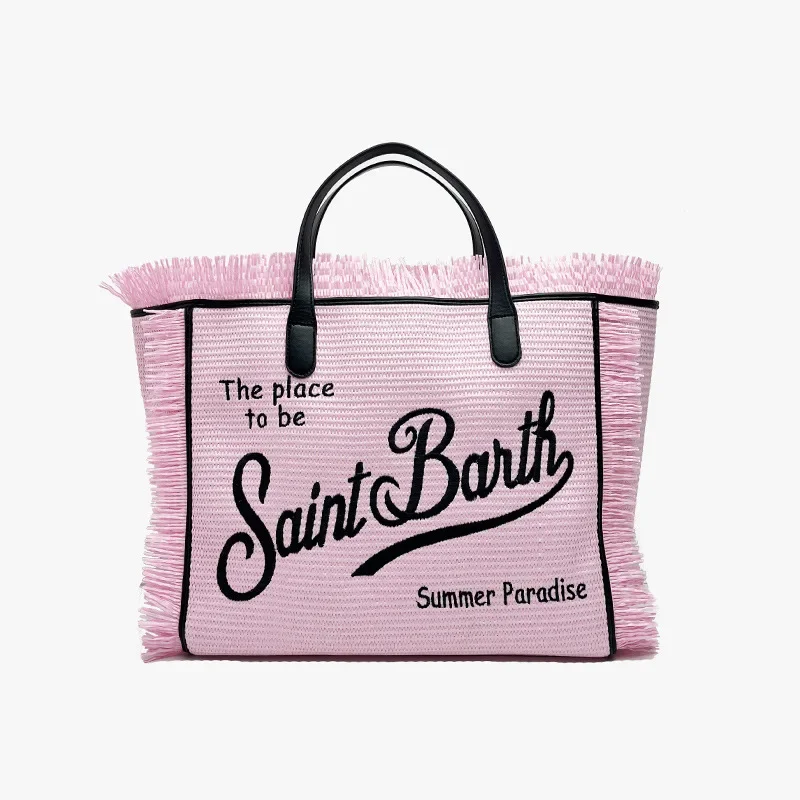 SAINT BARTH Mommy Bag 2024 New Women's Large Capacity Leisure Tourism Straw Mat Handmade Tassel Handmade Tote Bag