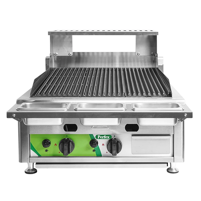 U Shape Burner Gas Lava Rock Grill And Charbroiler Even Heating Commercial Countertop LRG-60