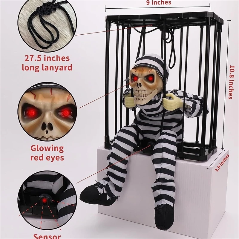 Halloween Supplies KTV Haunted House Bar Decorations Props Horror Toys Glowing Sound Hanging Ghosts Prisoners Hanging Ghosts New