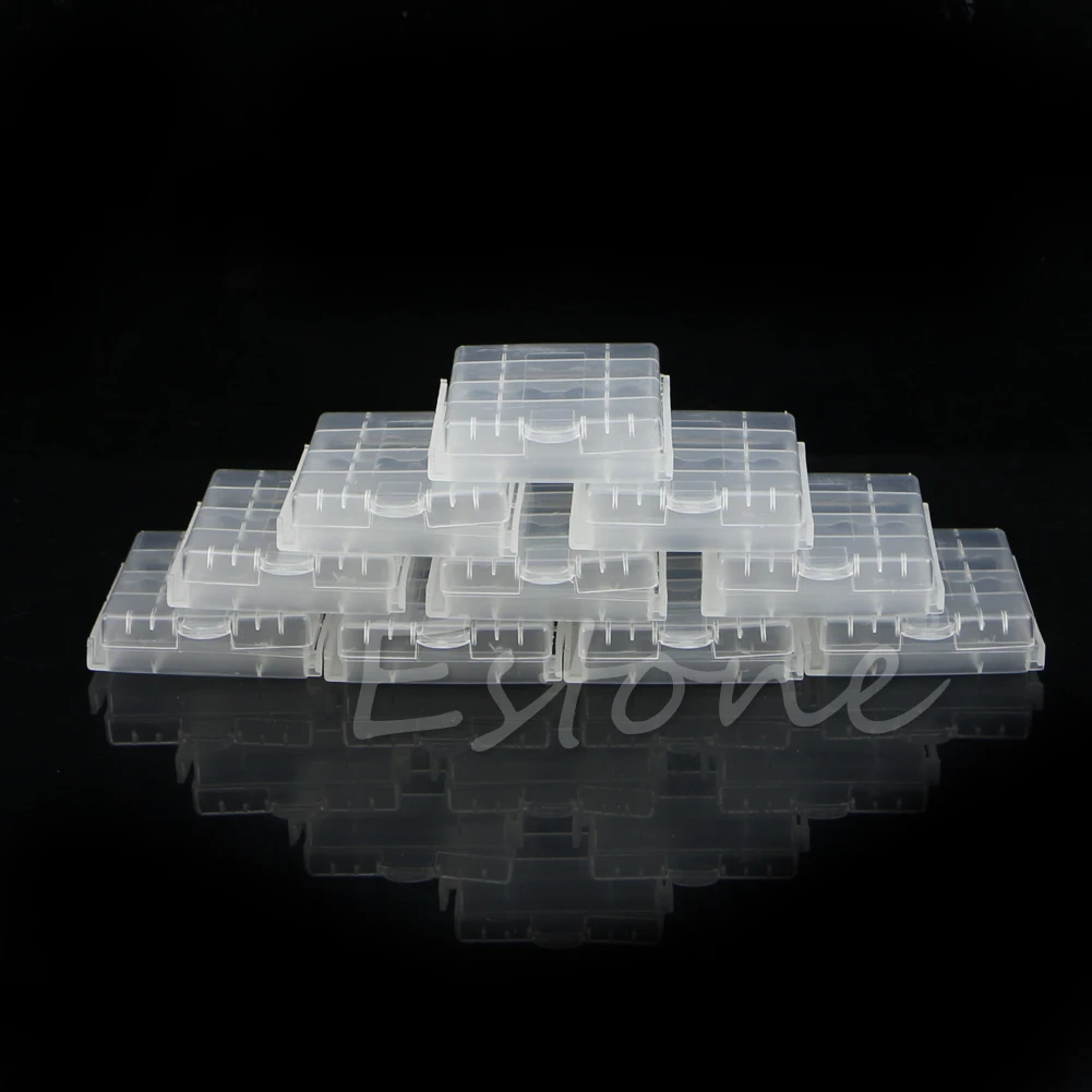 하드 플라스틱 배터리 케이스, 흰색 거치대 보관함, 4X AA AAA 배터리용, 10 개