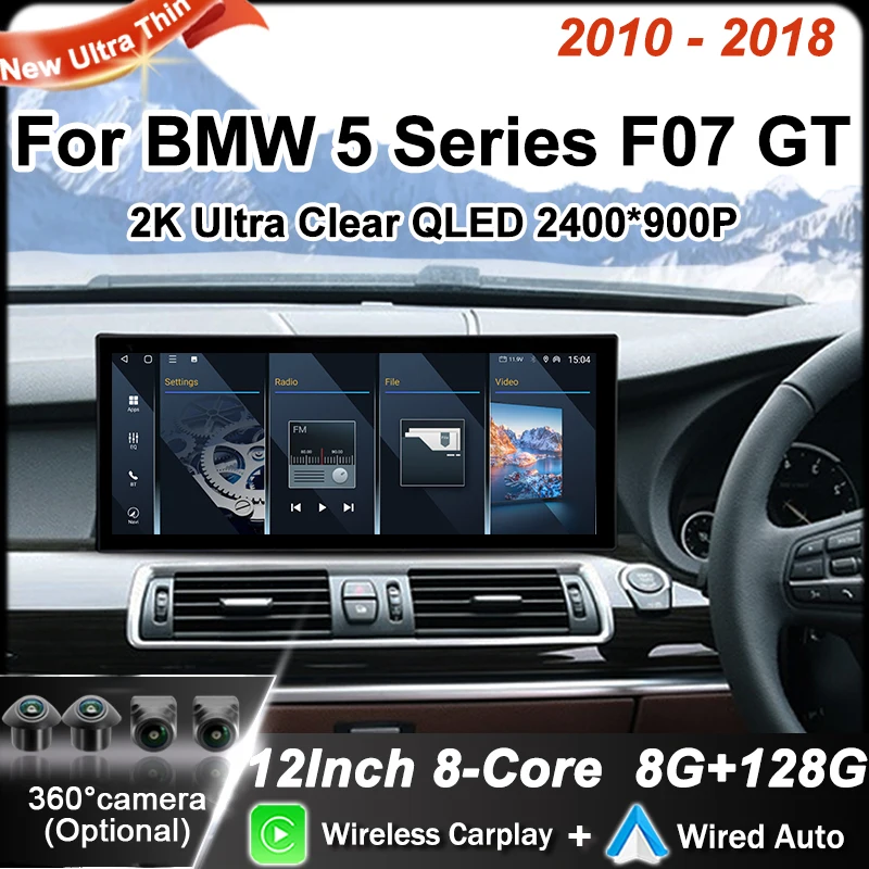 2400*900 Wireless Carplay Android Auto Car Radio Multimedia Screen For BMW 5 Series F07 GT 2010-2018 12.3'' GPS Right Hand Drive