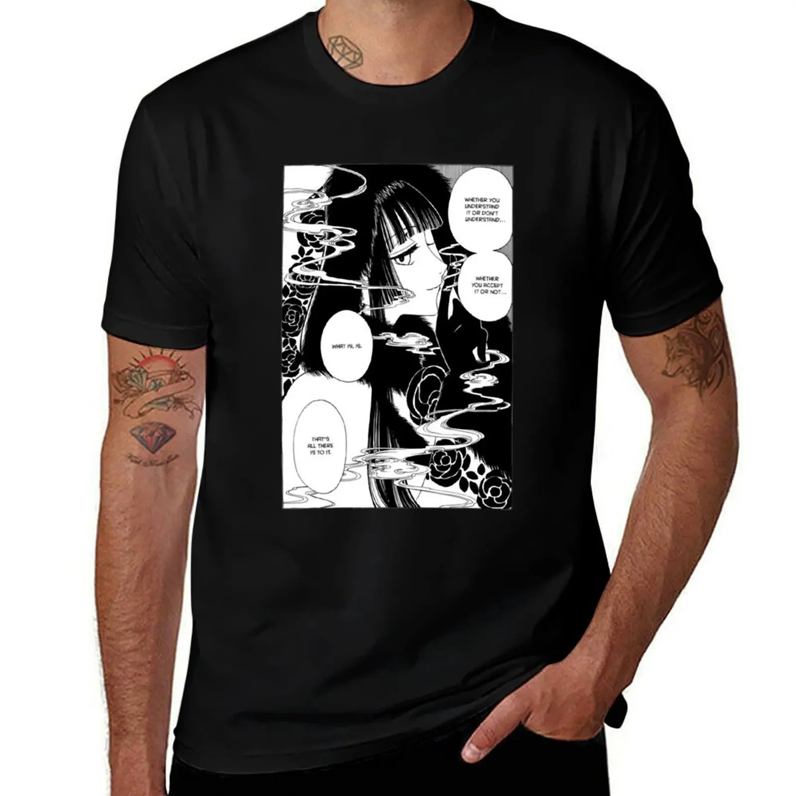 xxxHolic - Футболка с цитатой Ichihara, свободный топ больших размеров с короткими рукавами