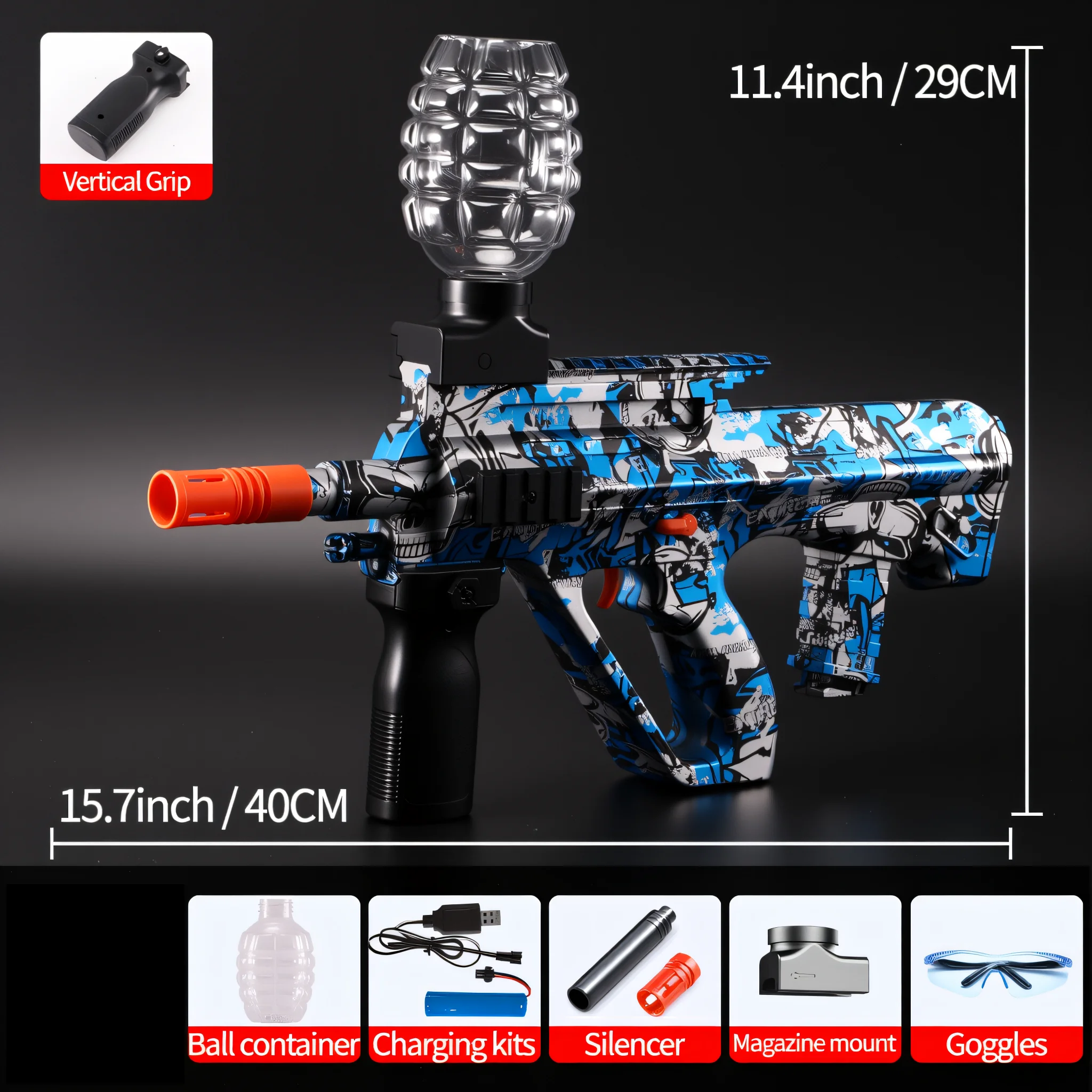 AUG Gel Ball Blaster Set - Oplaadbaar Outdoor Combat Toy voor tieners 14+, perfect cadeau voor jongens en meisjes (gelkralen niet inbegrepen)
