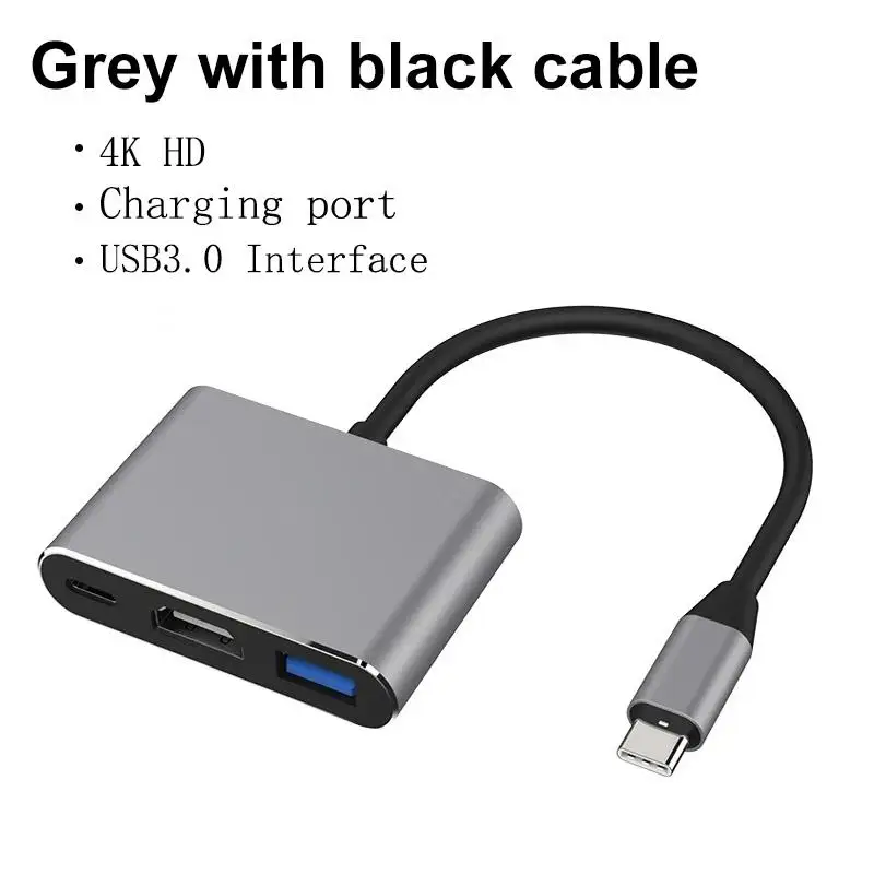3-in-1 Typ-C-Hub USB 3.0 HDMI-kompatibler Splitter PD-Ladeadapter Stecker-zu-Buchse Verlängerungskabel Laptop-Docking-Zubehör