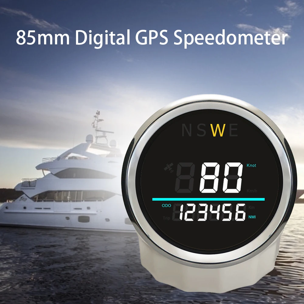 

ELING Ships Marine 85mm Digital GPS Speedometer 0-999 (Knots, km/h) with Backlight GPS Antenna for Sailboat Yacht 12V 24V