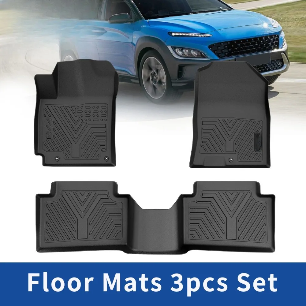 

3D Car Floor Mats for 2018-2023 Hyundai Kona All Weather TPE Rubber Floor Liners