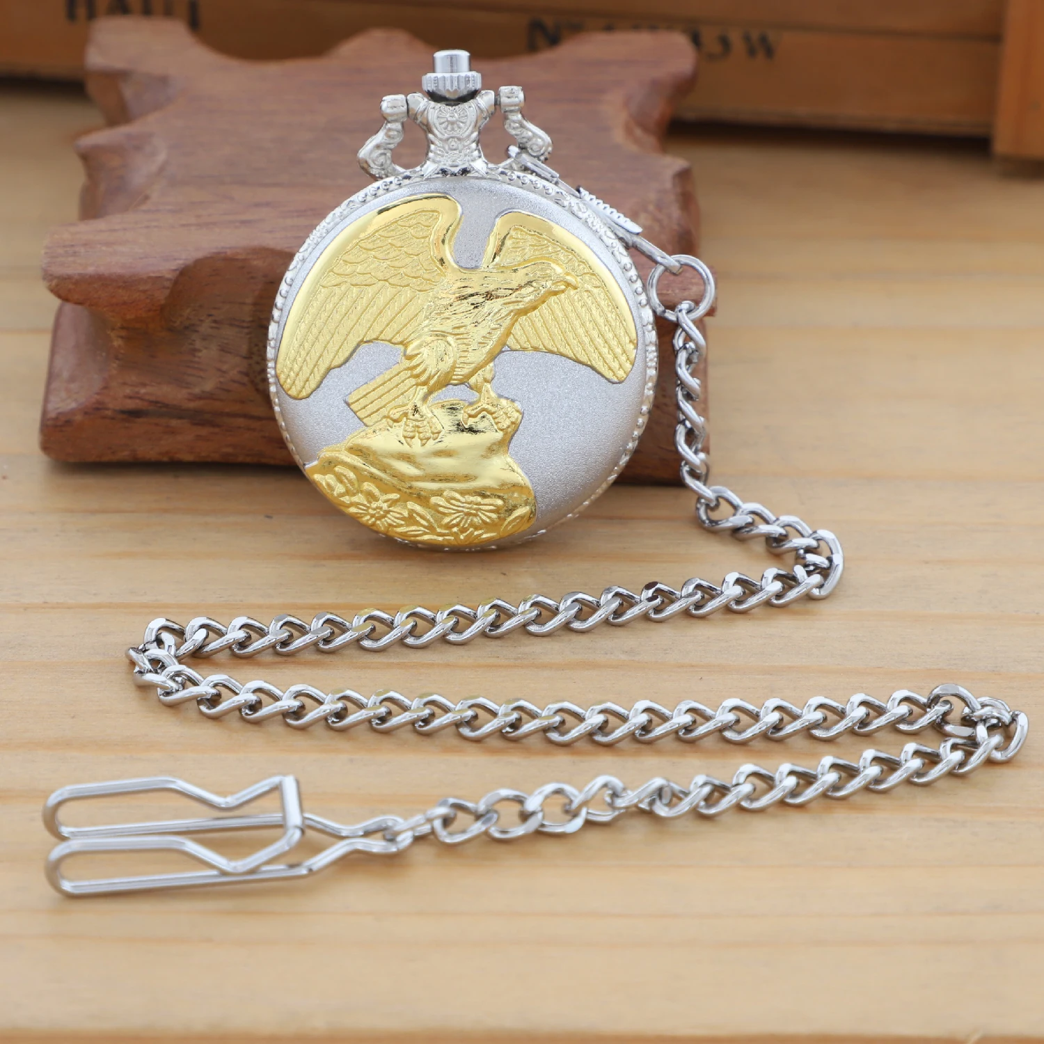 Серебряный Золотой Орел Дизайн Роскошные Кварцевые Карманные Часы Стимпанк Антикварные Мужчины Женщины Подвеска Цепочка Часы с Цепочкой Подарки