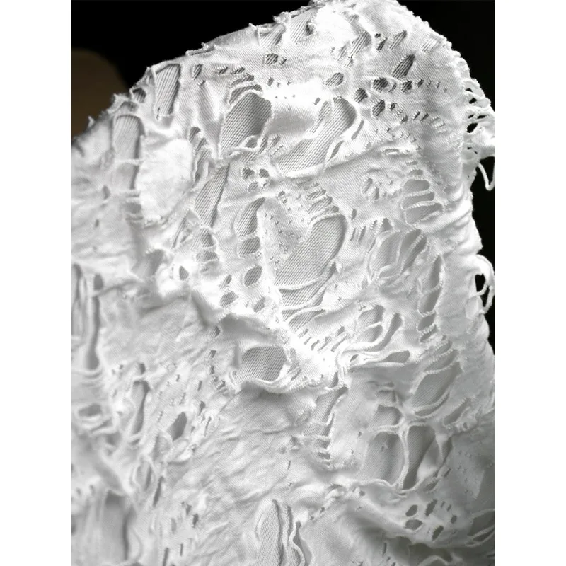 Cloth Tired Concave White Cotton Torn Worn Worn-out Tattered Three-dimensional Texture Fabric Transformation Clothing Designer