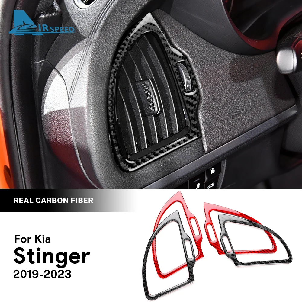 

For Kia Stinger 2019 2020 2021 2022 2023 Real Soft Carbon Fiber Sticker LHD RHD Car Instrument AC Outlet Vent Trim Accessories
