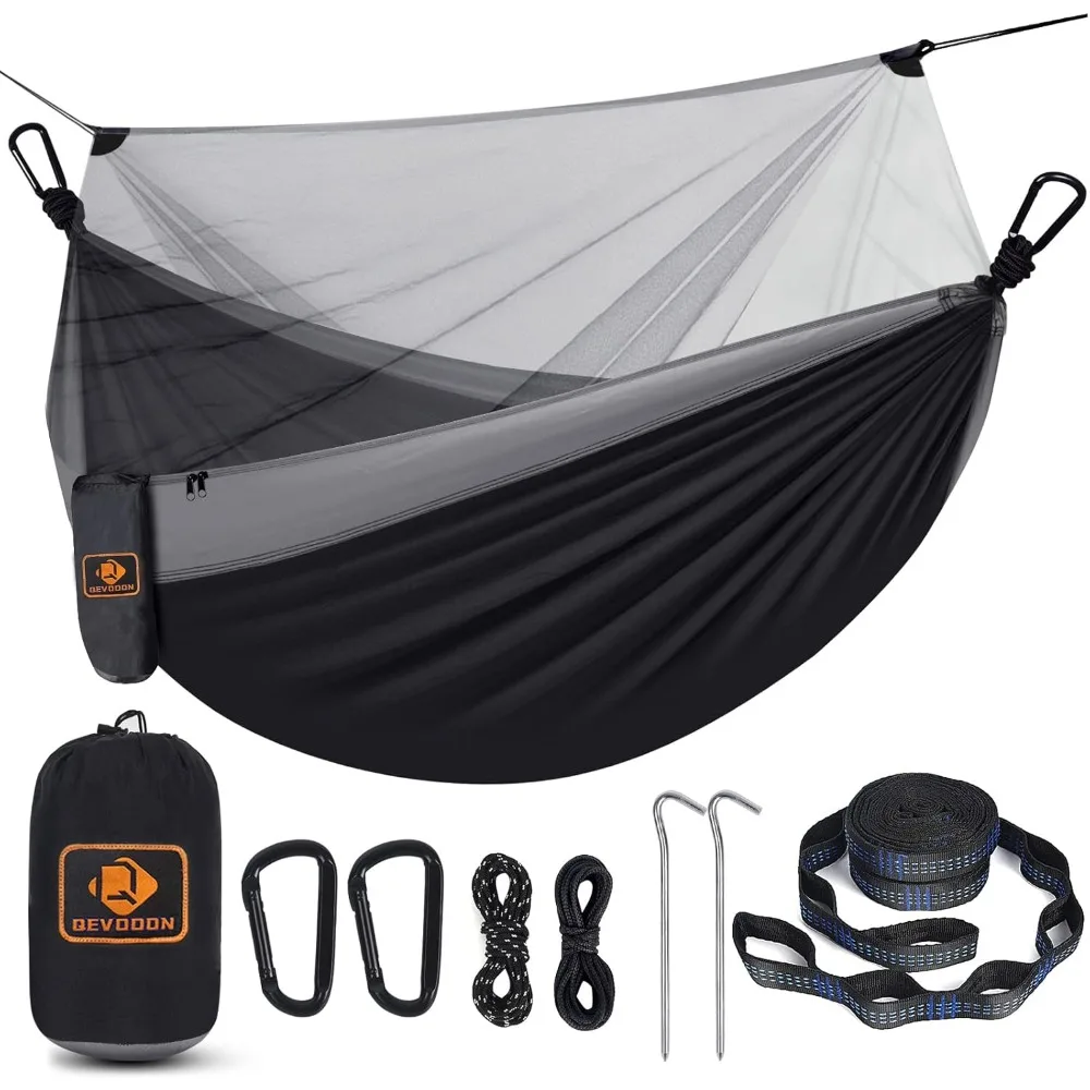

Camping Hammock with Net,Travel Portable Lightweight Hammocks with Tree Straps and Solid D-Shape Carabiners