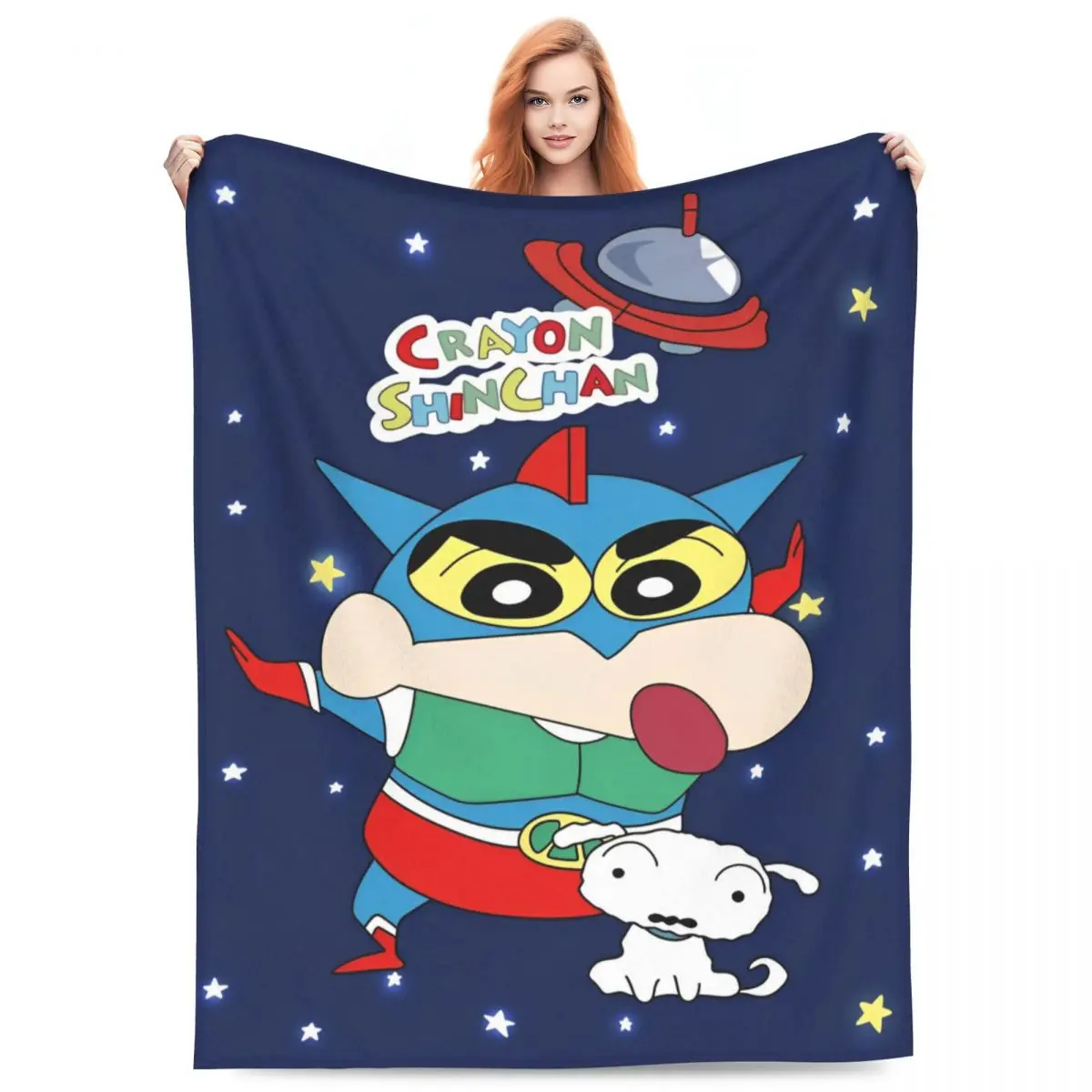 Crayon-ShinS Cartoon ChanS Anime Blankets Fleece Decoration Multi-function Super Warm Throw Blankets for Home Car Bedding Throws