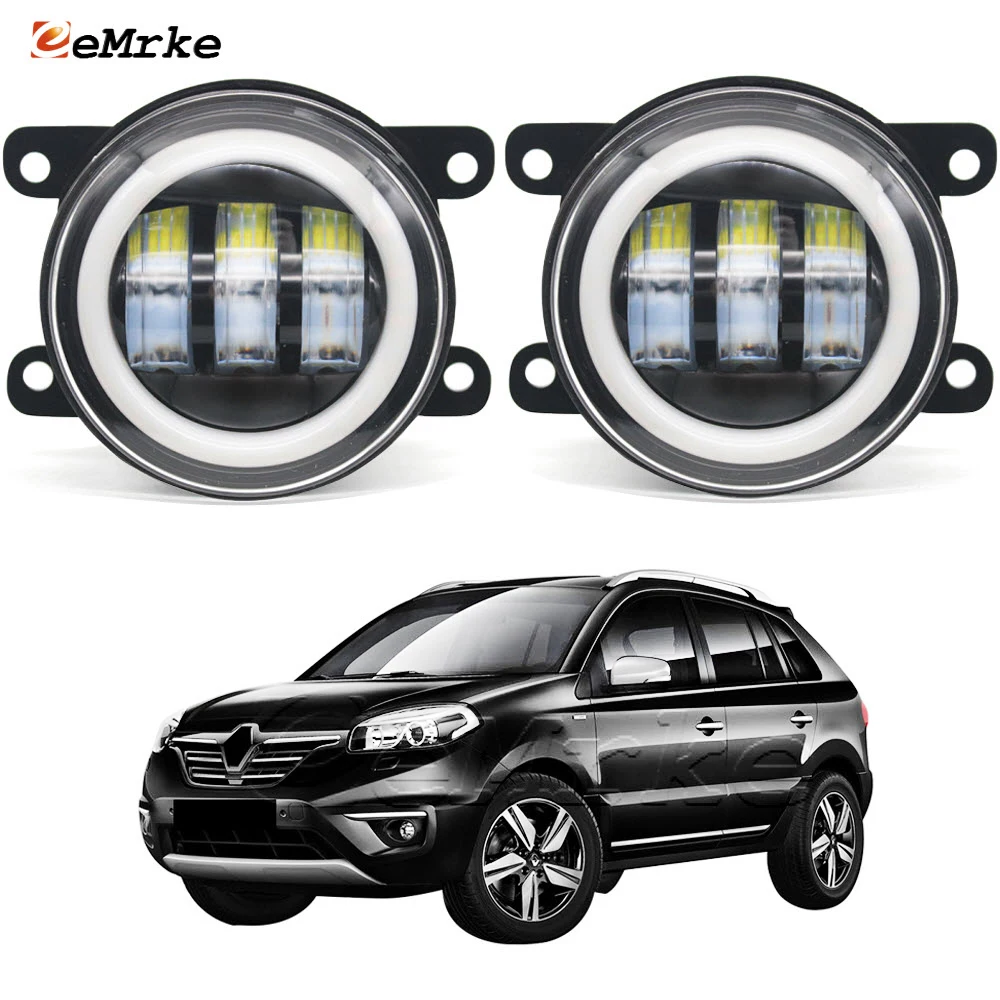 

Led Fog Lights PTF 30W Clear Lens for Renault Koleos Samsung QM5 H45 2012-2016 Car DRL Halo Turn Signal Angel Eye Day Light