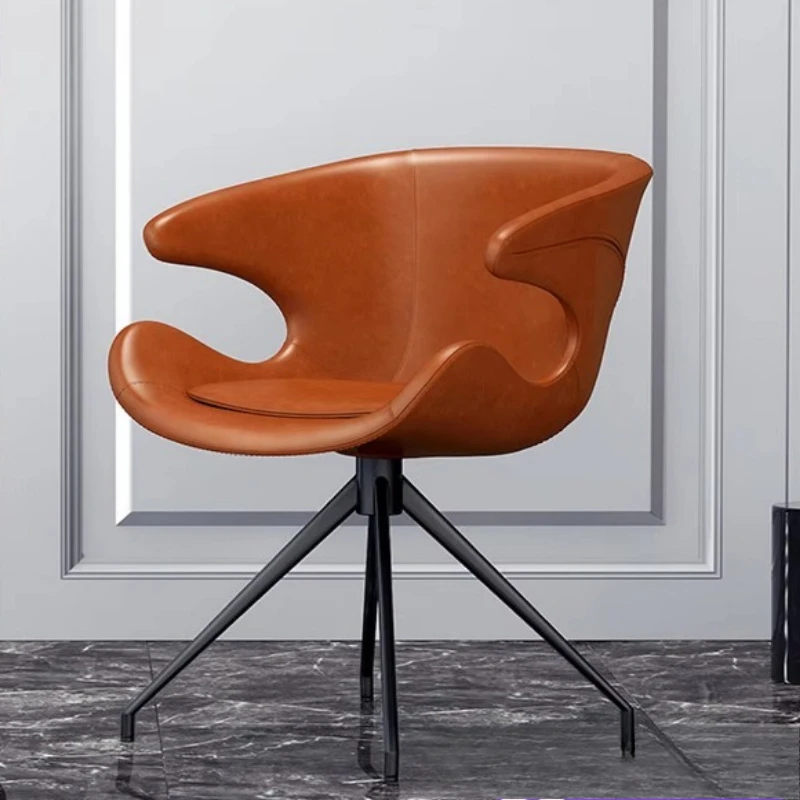 Leisure chair simple modern rotating lazy chair with armrests soft leather backrest home