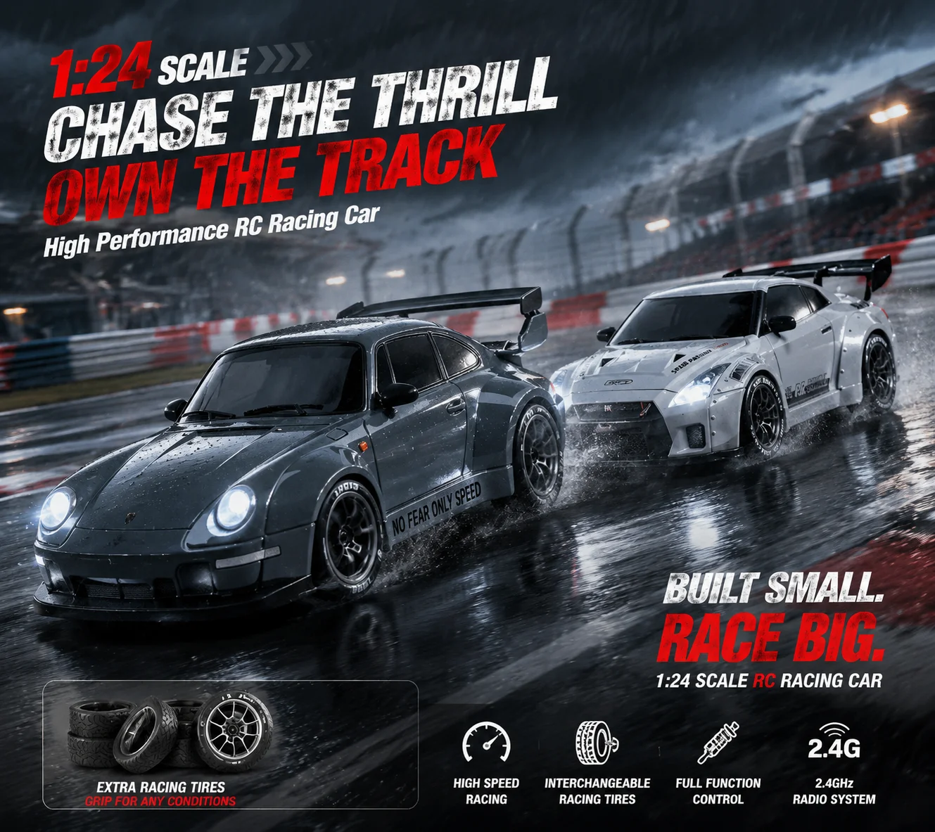1/24 RC drift car, four-wheel drive fully proportional control racing model, children's birthday Christmas gift