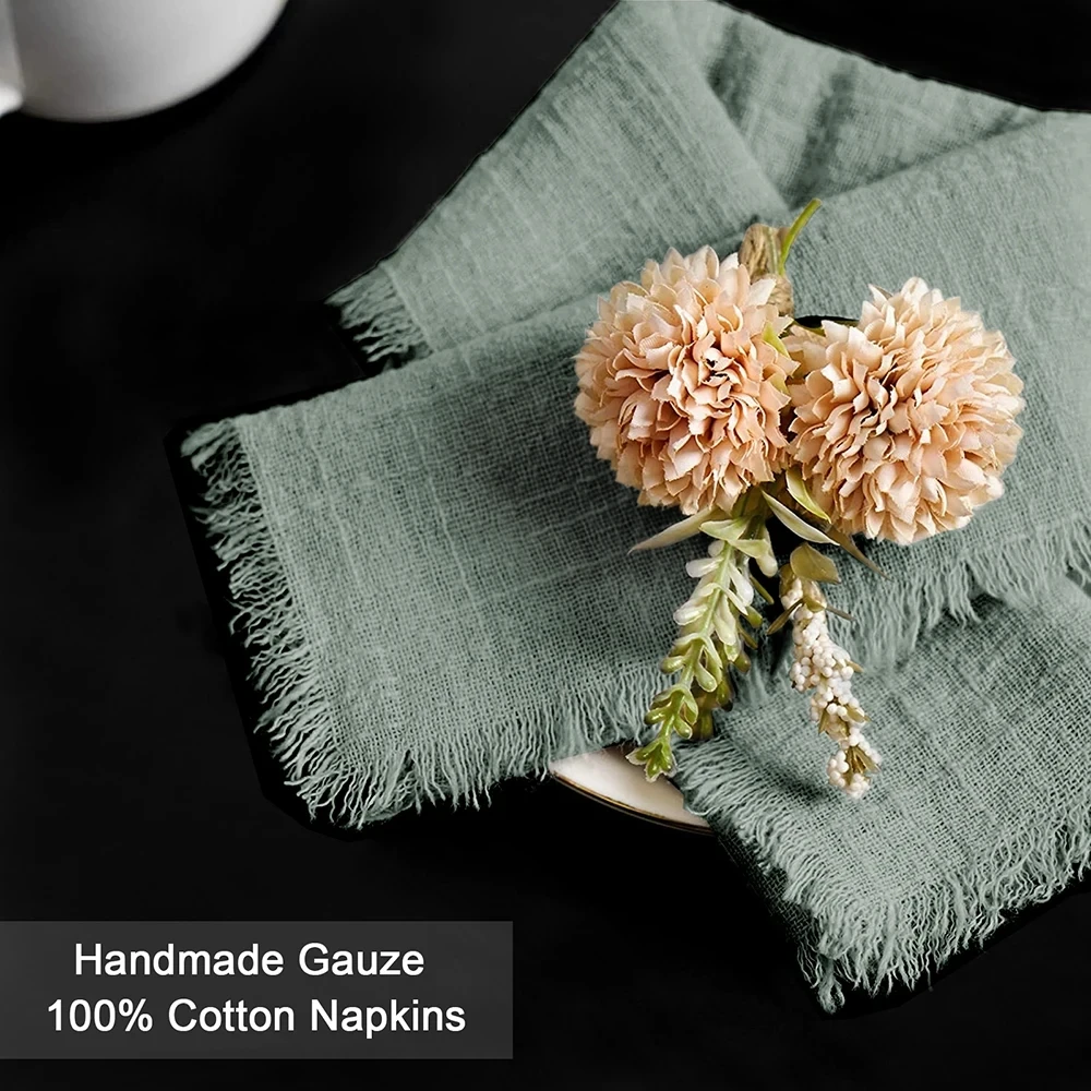 10pcs Napkins 30x30cm Cotton Cloth Gauze Retro Burr Rustic Towel Dining Place Mats Wedding Party Linen Fabric Table Decoration