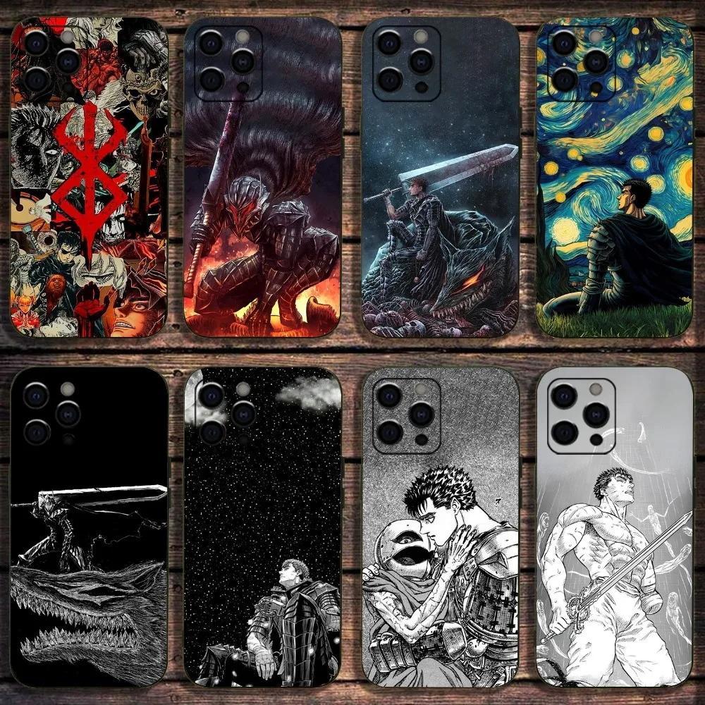 B-Berserk G-Guts comics Phone Case For Apple iPhone 15,14,13,12,11,Pro,X,XS,Max,XR,Plus,Mini Soft Black Cover