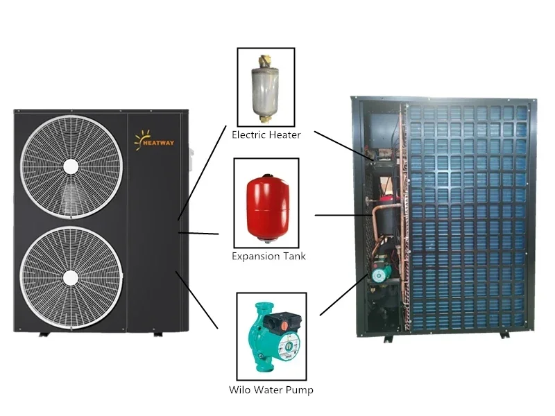حار Sale10KW تيار مستمر العاكس مضخة الحرارة الهواء إلى الماء Warmepumpe قطعة واحدة العاكس مصدر الهواء مضخة الحرارة سخان المياه