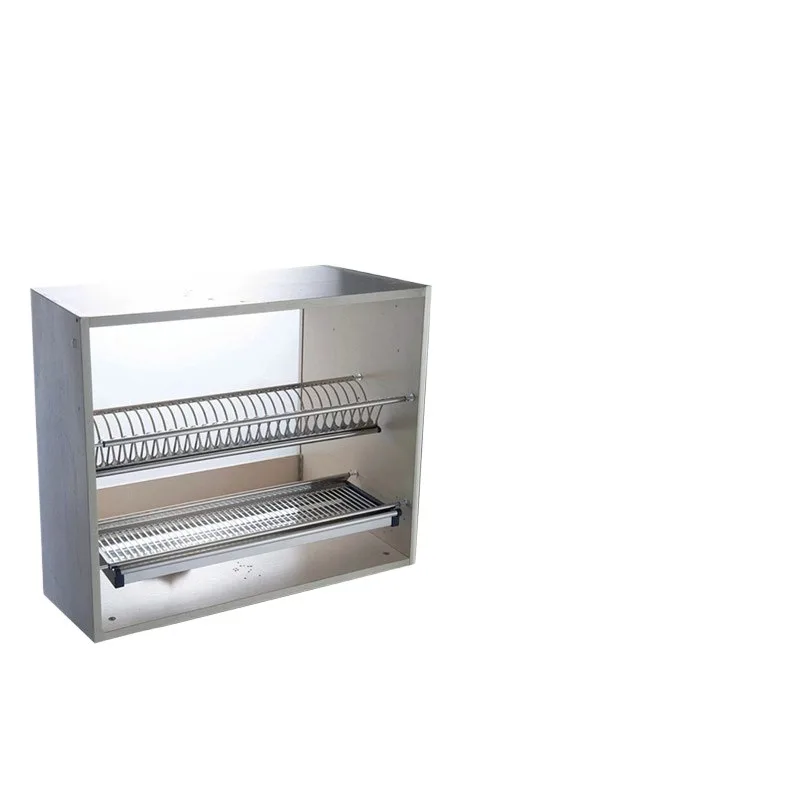 For in-cabinet kitchen cabinet built-in double-layer storage rack stainless steel dish drain rack kitchen bowl