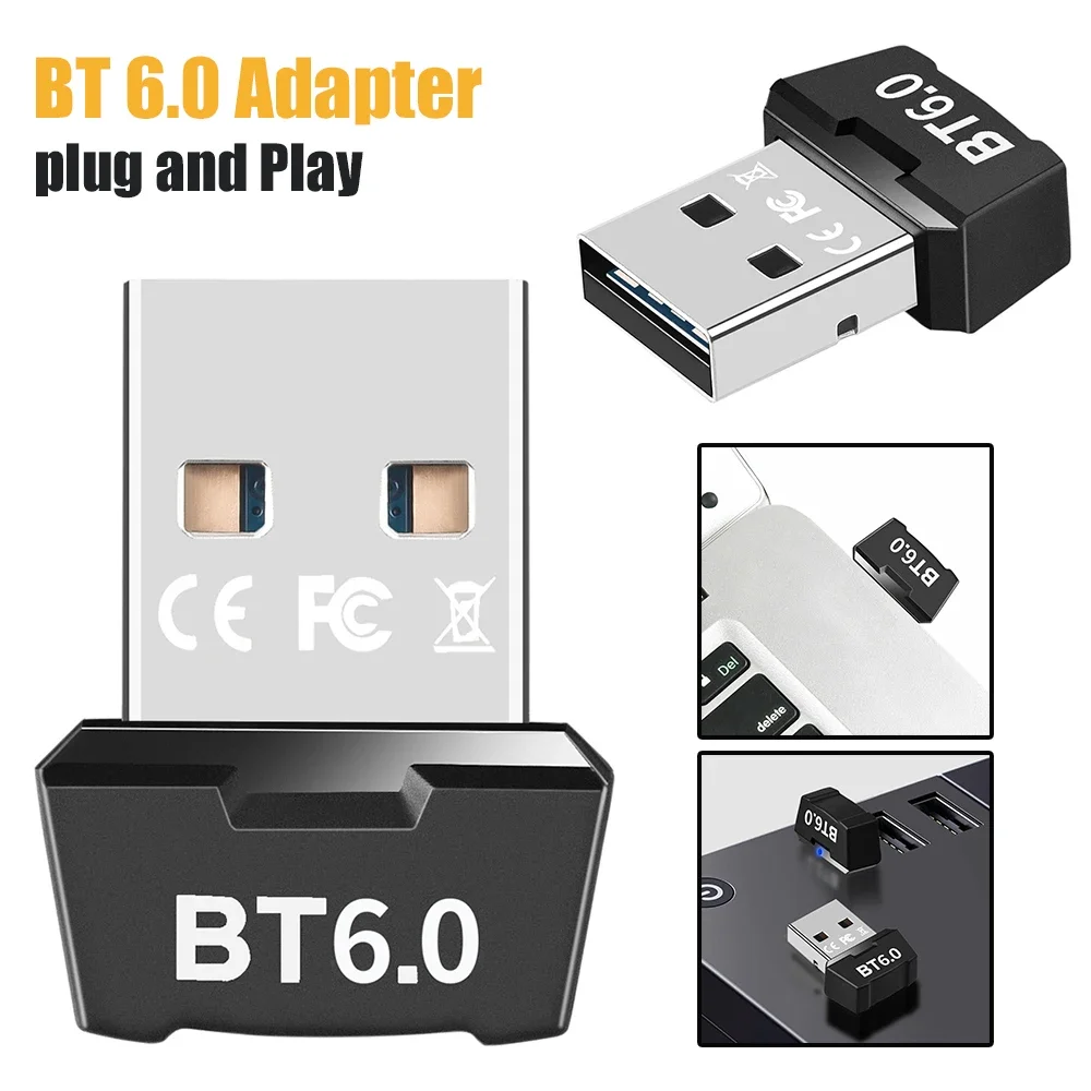 

USB Bluetooth 6.0 Adapter Transmitter Bluetooth Receiver Audio Bluetooth Dongle Wireless USB Adapter Five Devices for Computer