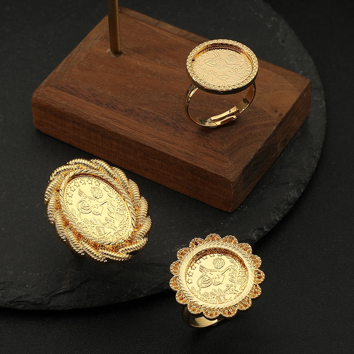 Ethnic Fashion Co In - Arab Gold Coin open Rings For