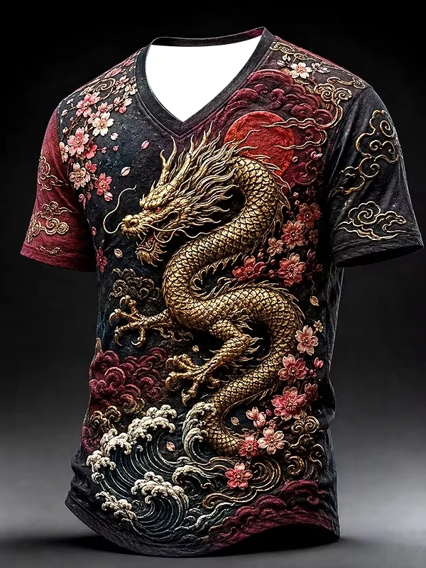 2027 Summer Men's Best-selling Japanese Samurai Culture Printed 3D Pattern Moisture-Wicking Family Version Casual T-Shirt Top