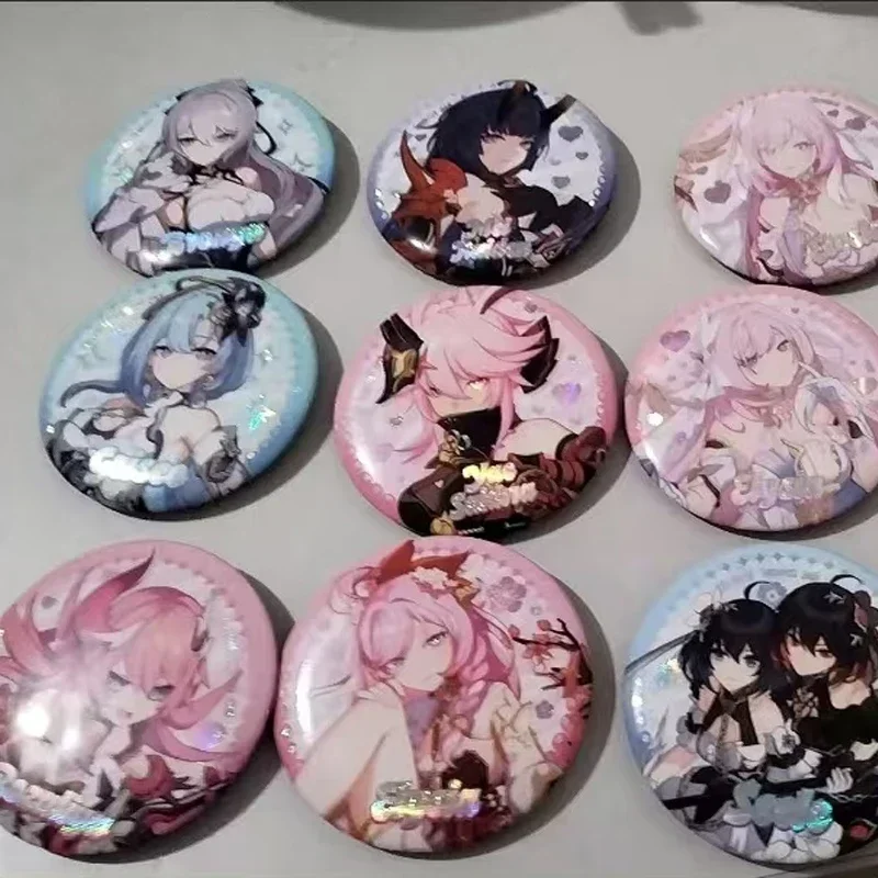 New 10Pcs/Box Anime Figure Game  3 Brooch Elysia Seele Kiana Cosplay Badge Backpack Shoes Jewelry Accessories gift