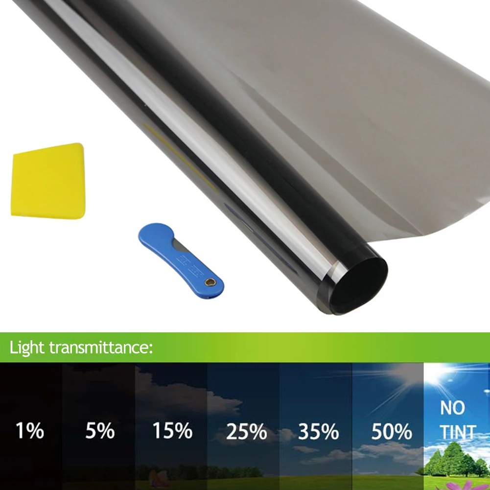 50cm X 6m 1/5/15/25/35 Percent VLT Window Tint Film Glass Sticker Sun Shade Film for Car UV Protector Foils Sticker Films