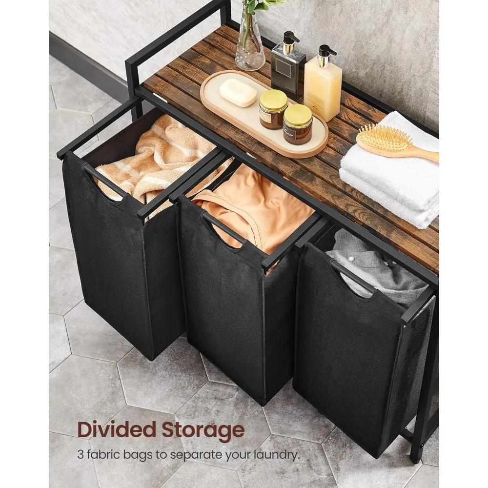 VASAGLE Versatile 3 Compartment Laundry Hamper