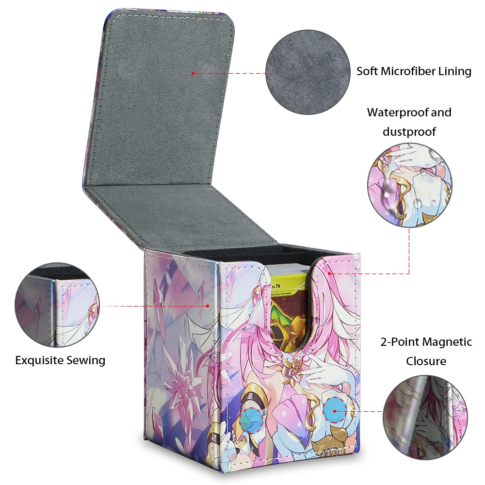 Anime Card Deck Box for MTG Card Deck Box Storage Holds 100+ Cards  Leather Printing Magnetic Closure Card Storage for PTCG/TCG