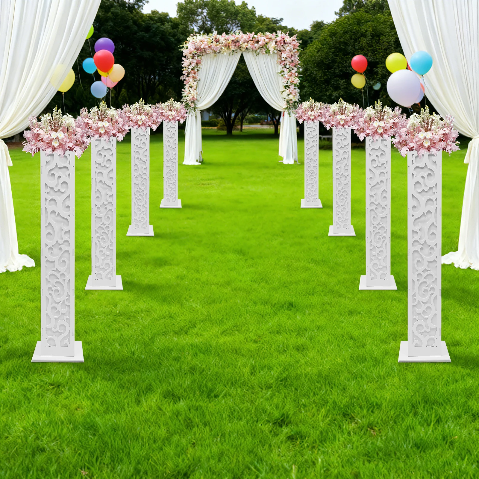 Outdoor Lighting Wedding Decor - 8 colonnes de fleurs de mariage