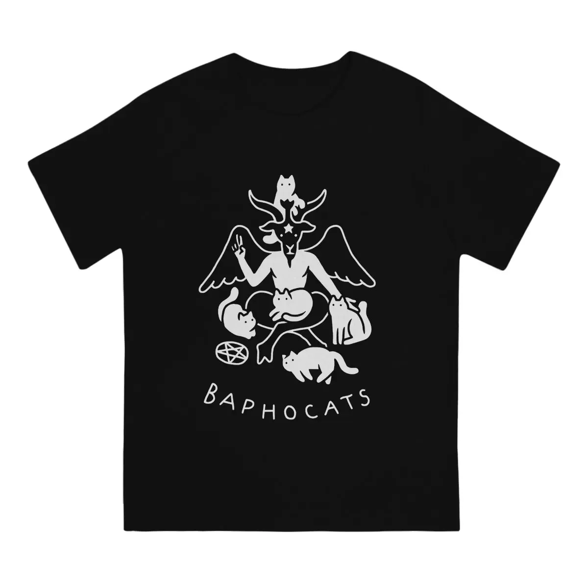 Satanic Goat Creative TShirt for Men Baphocats Round Neck Basic T Shirt Hip Hop Gift Clothes OutdoorWear