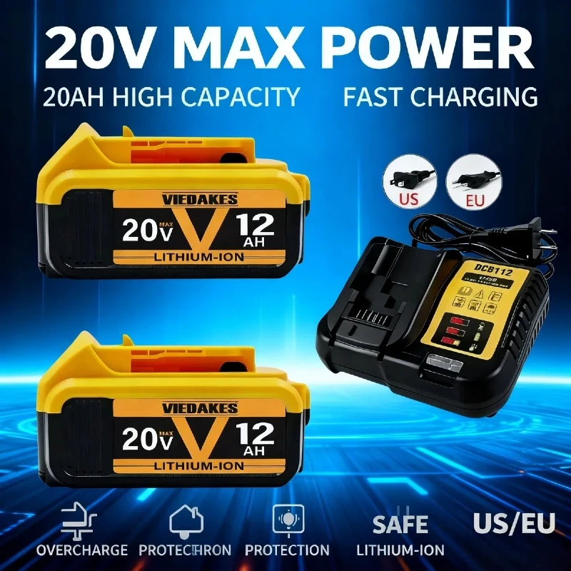 8AH 10AH 12AH original 20V rechargeable tool battery☑ DCB200 DCB201 DCB205 DCB206✔18V 20v .For Dewalt 18V 20V tool battery✪