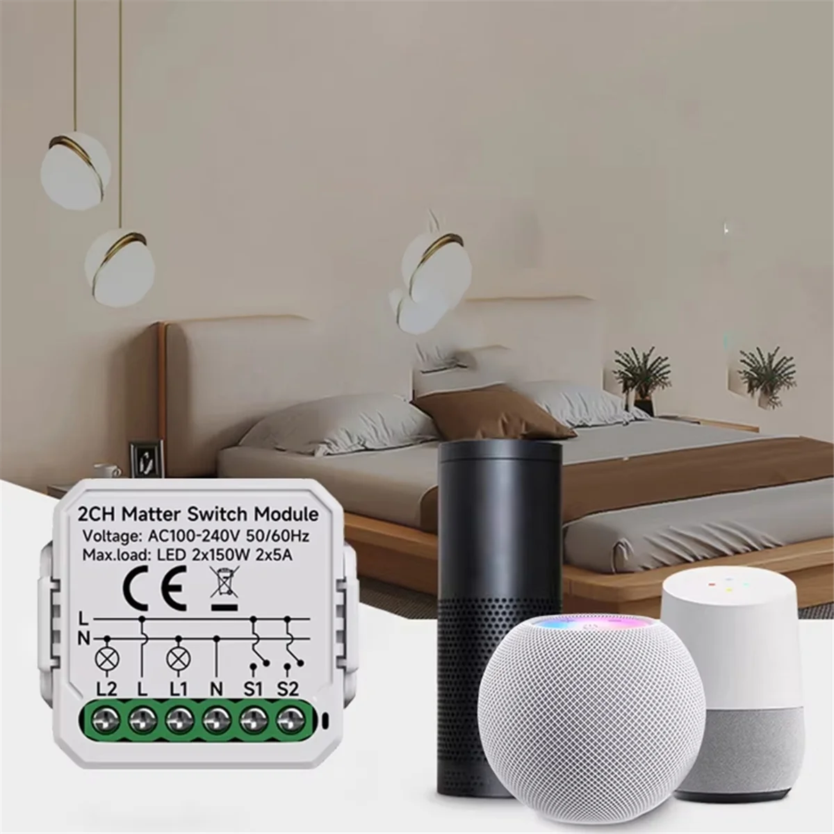 -A90P Smart Home Relay Automation Breaker 1/2/3 Gang Matter Wifi Switch Module Working With Homekit Smartthings Alexa Google Hom