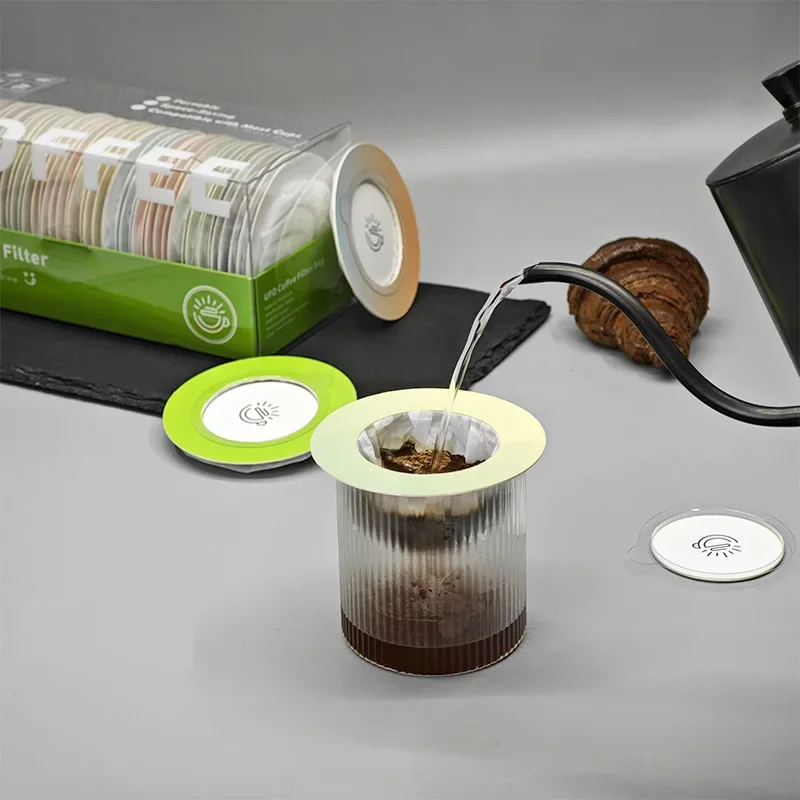 Coffee Filter Paper Flying Saucer Shape Hanging Ear Filter Paper Hand Brewed Coffee Powder Disposable Filter Paper view 4