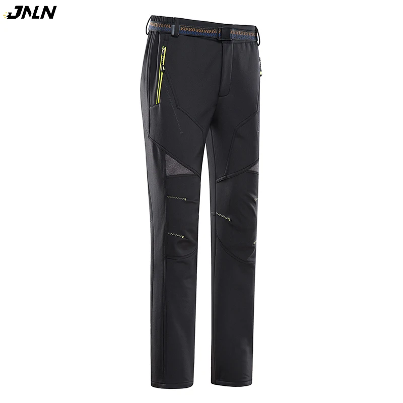 

JNLN Winter Thermal Fleece Pants Men Trekking Hiking Camping Skiing Waterproof Pants Outdoor Softshell Warm Thick Rain Trousers