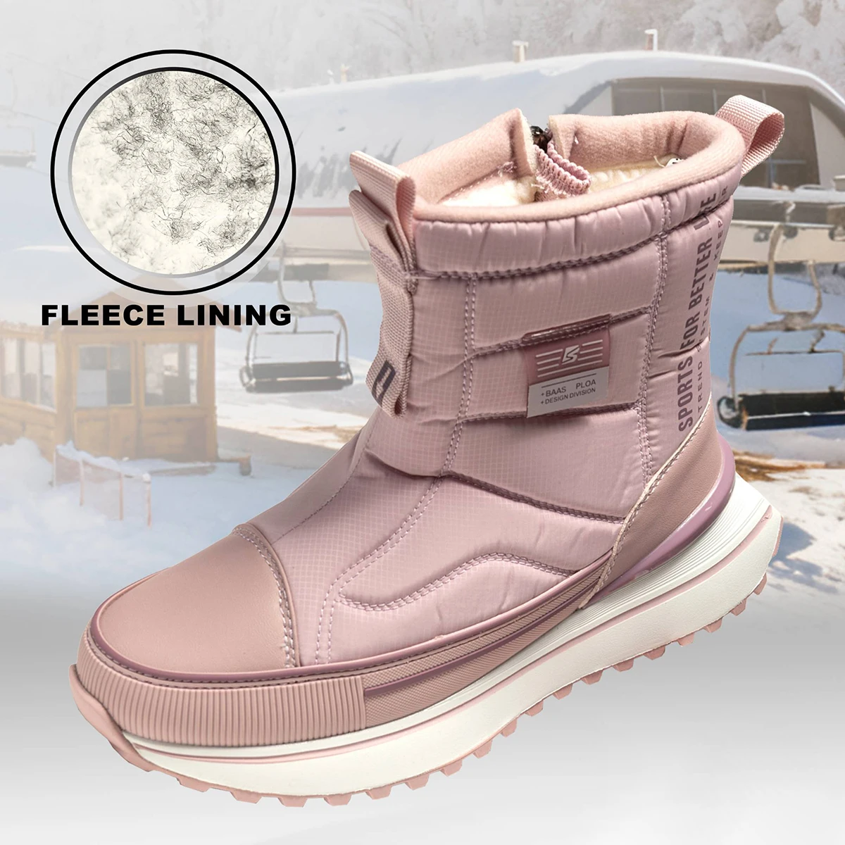 Baasploa Women Boots Winter Fashion Thick Plush Warm Waterproof Snow Boots Female Casual Non-slip Wear-resistant Walking Shoes