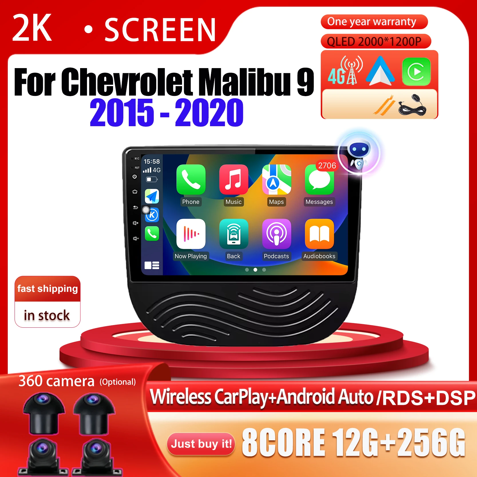 

Android 14 Car Radio For Chevrolet Malibu 9 2015 2016 2017-2020 Multimedia Stereo Player WiFi GPS Navigation 9inch QLED Screen