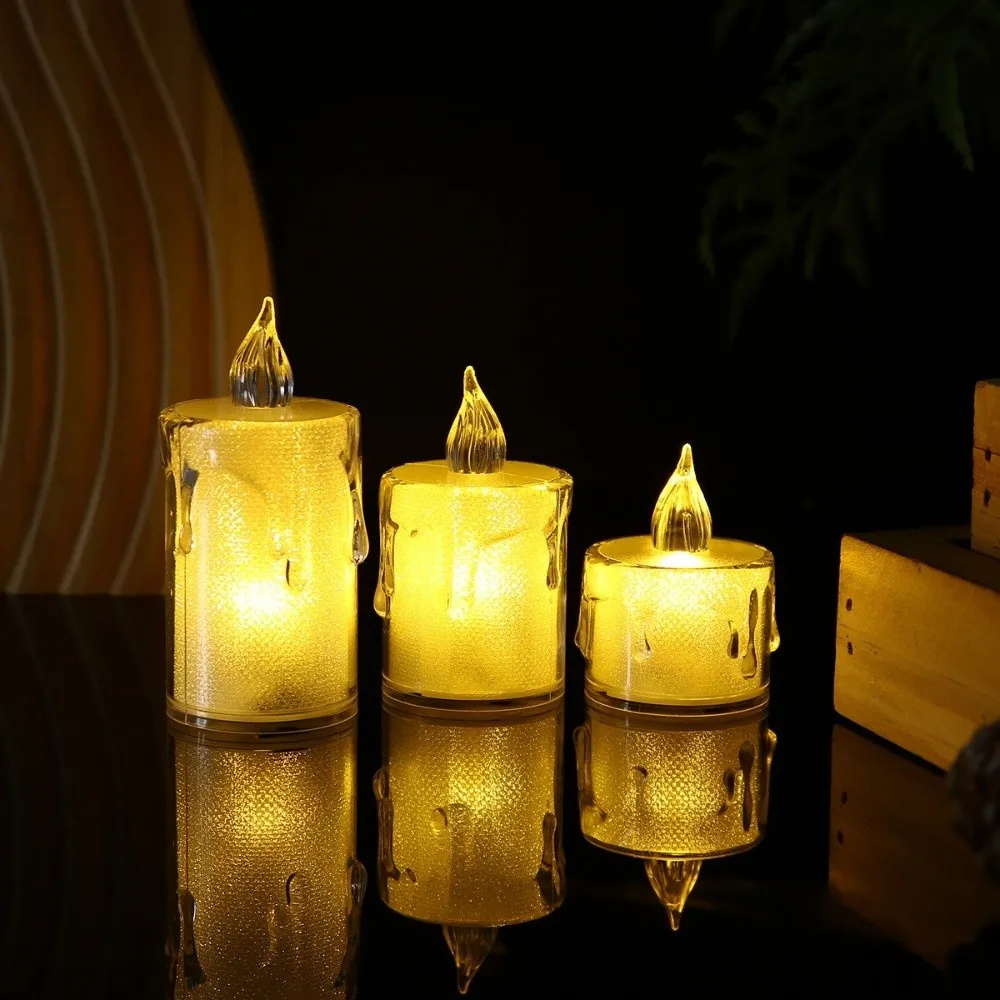 Christmas Electronic Candle Light Transparent Flameless Warm Glowing Candles Mini Portable Simulated Flameless Candles