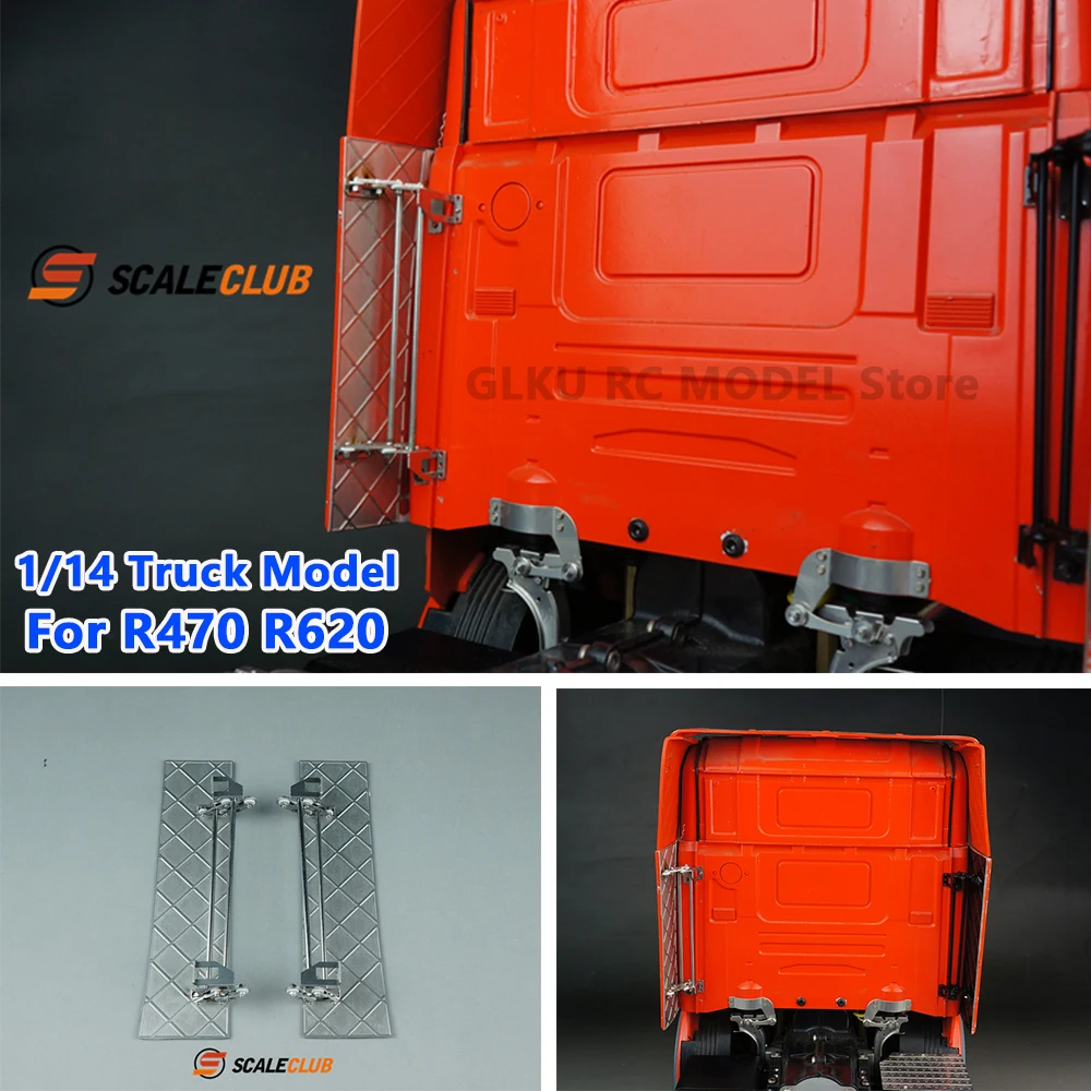 SCALECLUB Movable Spoiler Bracket Upgrade Metal Side Panel For Tamiya 1/14 Scale RC Truck Model Decoration Parts