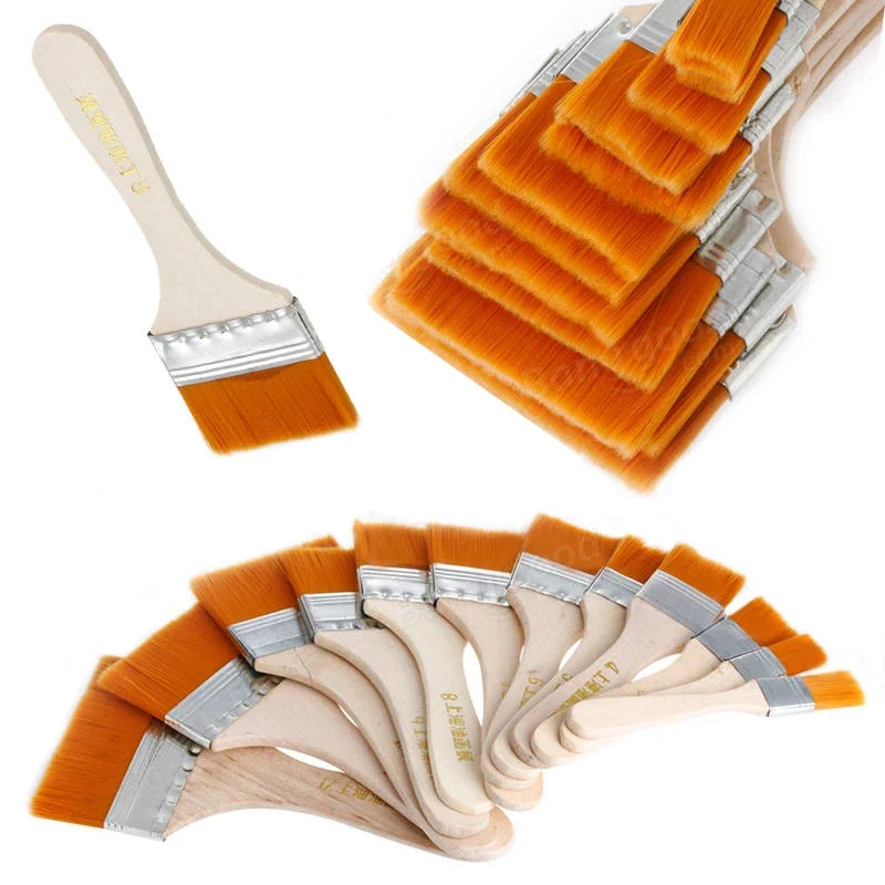 KCASA 12Pcs/Set Nylon Oil Painting Watercolor Gouache Paint Barbecue Brush Home Wall Decor Tool