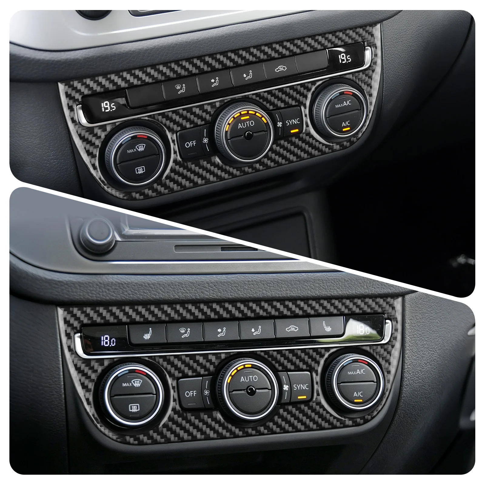 Sticker For Volkswagen Tiguan 2007 2008 2009 2010 2011 2012 2013 2014 2015 2016 Central control AC Panel Real Soft Carbon Fiber