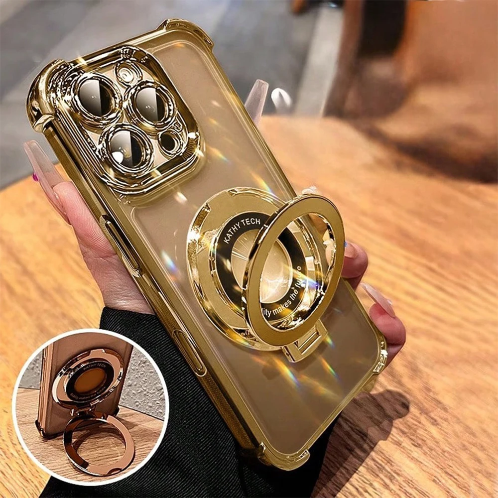 Anti-Drop Luxury Electroplated Case for iPhone with Ring Holder