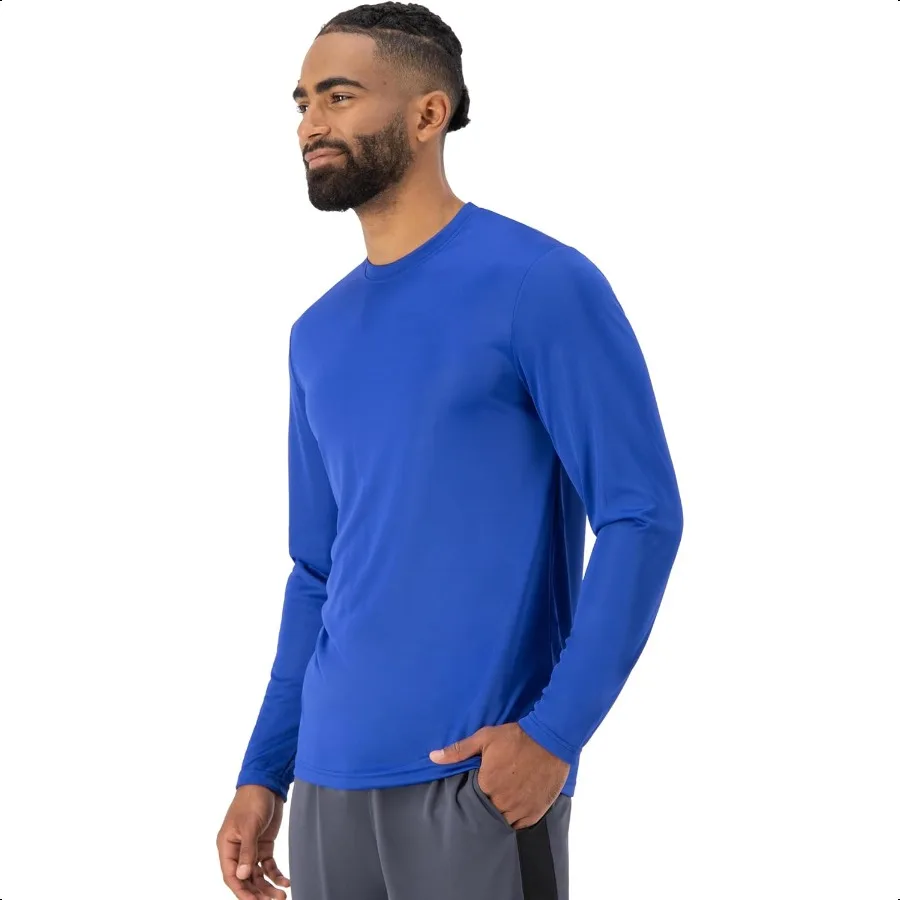 Hanes Sport Paquete de camisetas de manga larga para hombre Cool DRI Camisetas de rendimiento que absorben la humedad Camiseta de rendimiento Paquete de 2