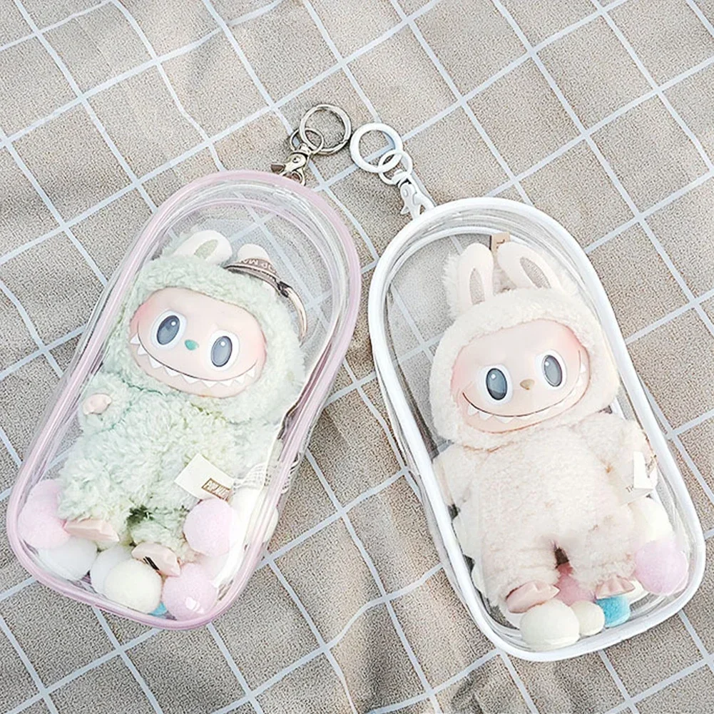 Clear Outdoor Bag For 18cm Cartoon Plush Dolls AC Transparent Mini Kawaii Pouch For Keychain Doll Anime Figure Garage Kit