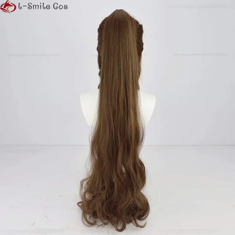 Game FFVII Cosplay Aerith Gainsborough Wig FF VII Brown Heat Resistant Synthetic Halloween Party Wigs + Wig Cap