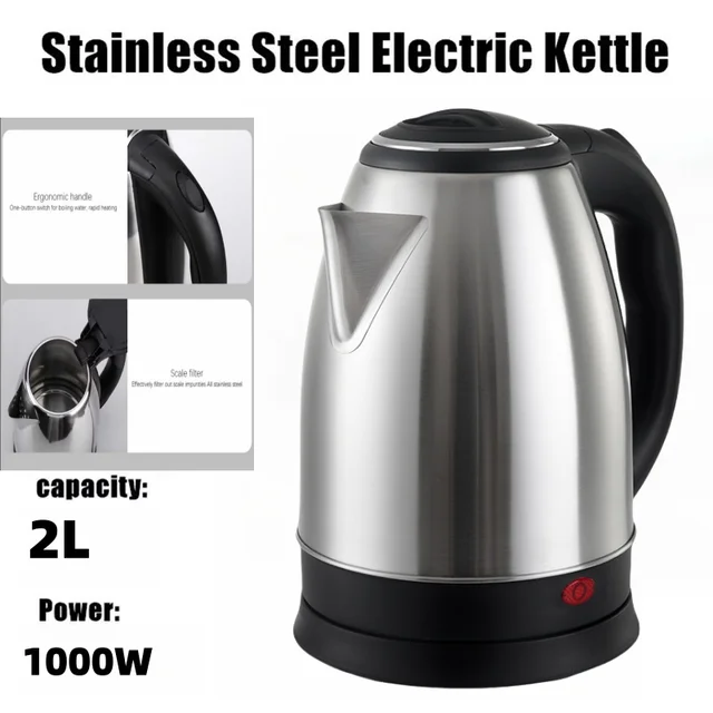 2L Food-grade Stainless Steel Electric Kettle Fast Boiling Hot Water Heater, Multi-purpose Teapot for Coffee, Beverage Daily Use 4 2L Food-Grade Stainless Steel Electric Kettle – Fast-Boil Hot Water Heater (EU Plug) – view 4